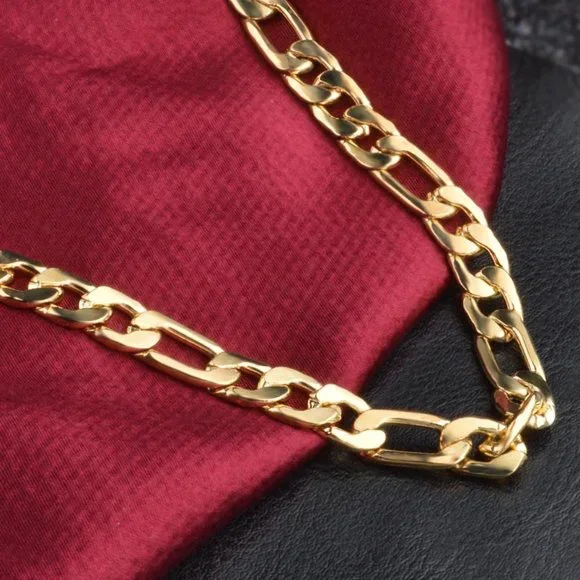 20 Inch Figaro Chain 8mm Wide 18K Yellow Gold - Picture 7 of 9